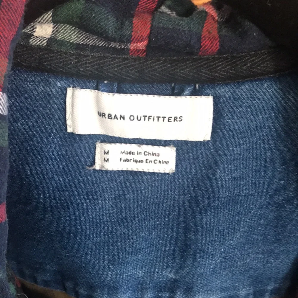 Urban Outfitters Plaid Denim Corduroy Button Down Shirt - Picture 2 of 9